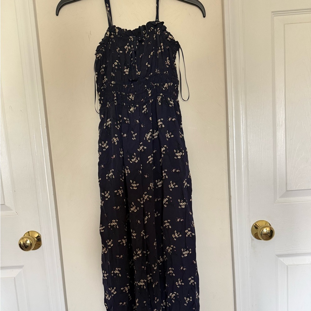 Francesca's Navy Floral Jumpsuit